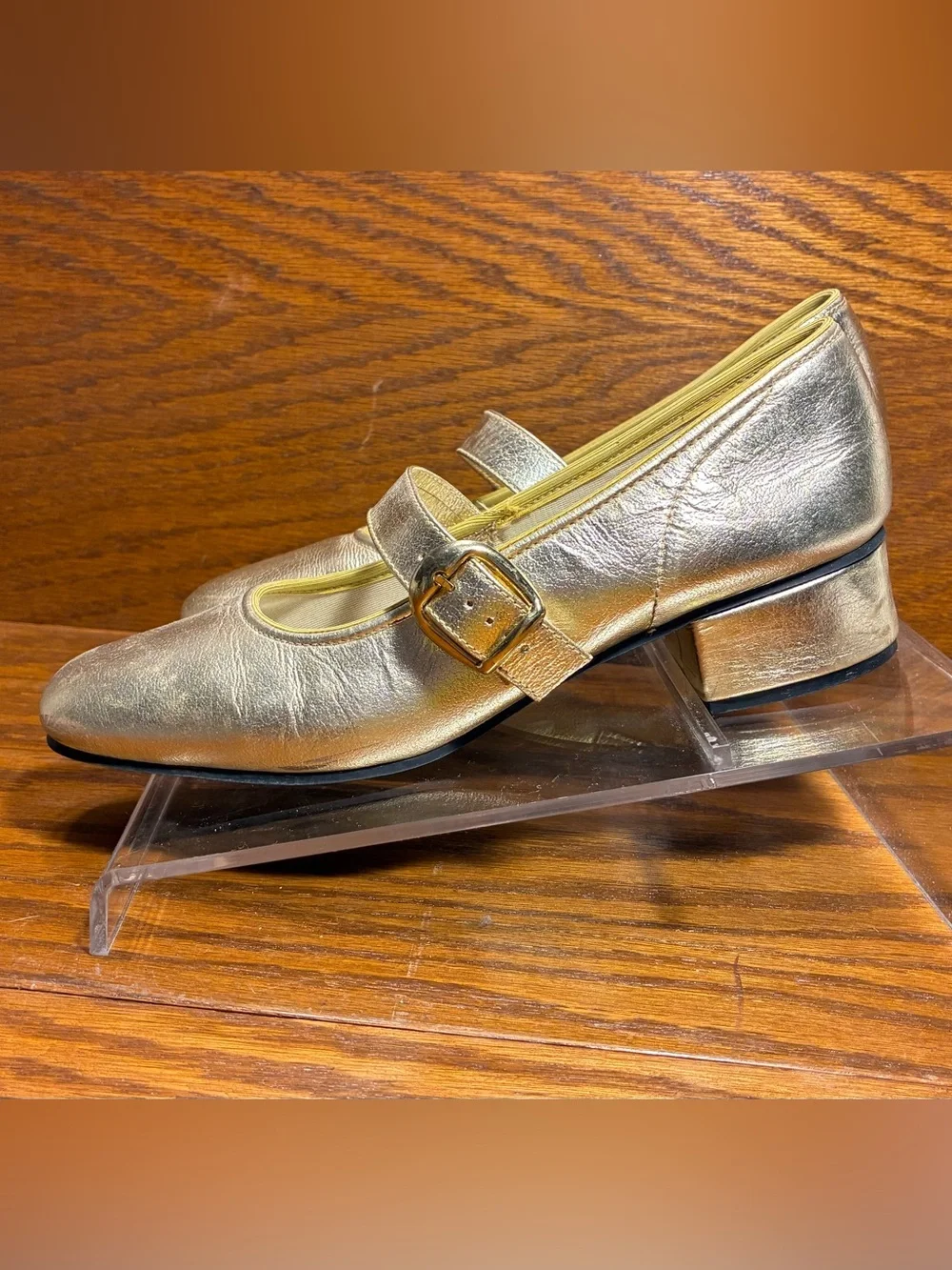 Vintage Majestic Promenaders Gold Leather Square Dance Shoes Size 7 Narrow